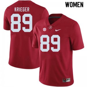 NCAA Women's Alabama Crimson Tide #89 Grant Krieger Stitched College 2020 Nike Authentic Crimson Football Jersey YC17K22NH